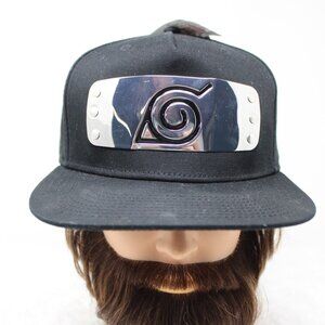 Ripple Junction Naruto Shippuden Hat NWT Snapback Black metal Plate Leaf Village